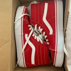 Vans. Red and white high top. 8.5 women 7 men